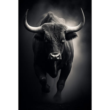 Black and White Bull Painting